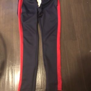 Size large track pants blue with  red stripe